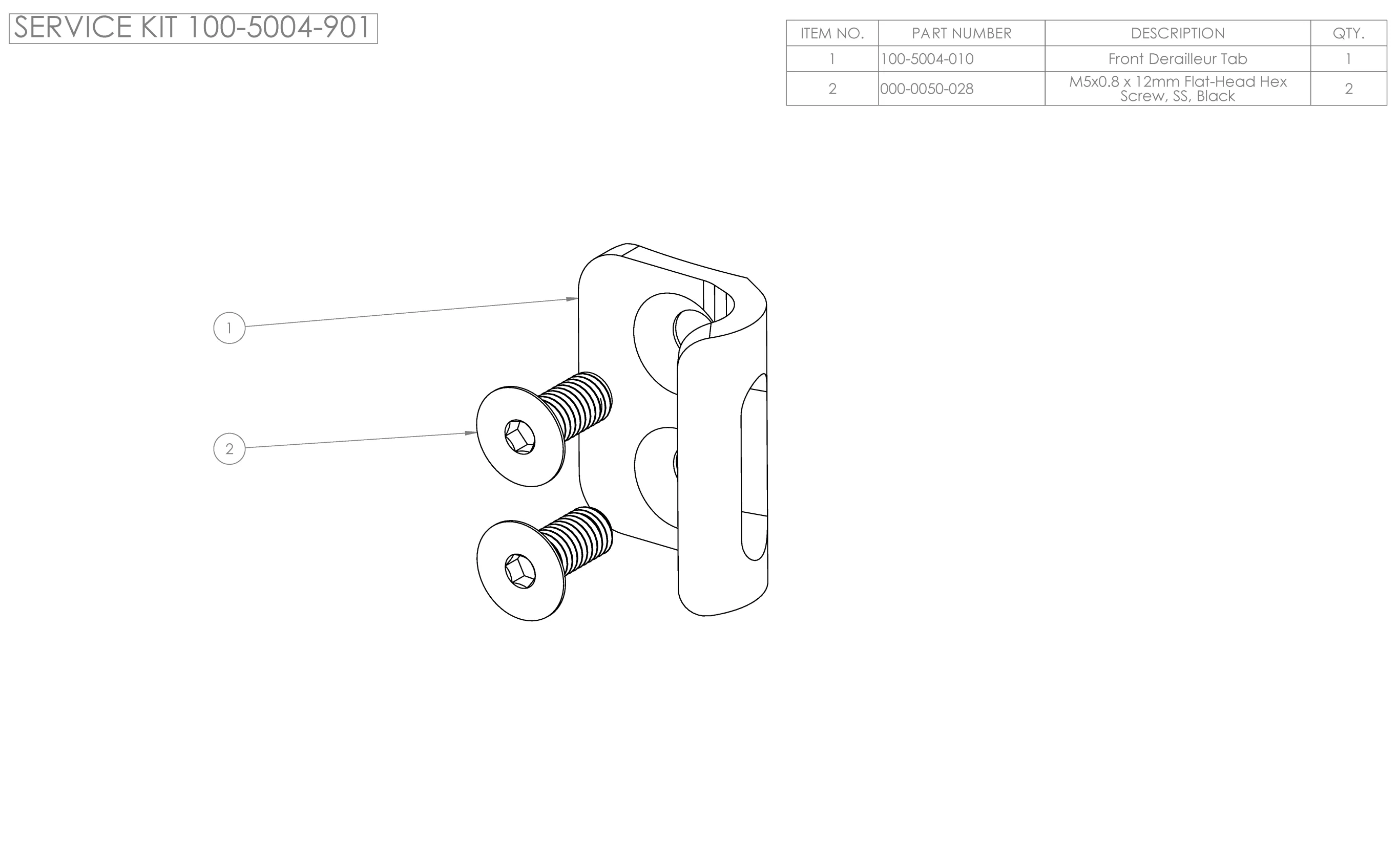 Service Frame Front Derailleur Hanger Kit B